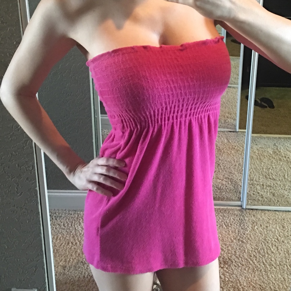Pink bikini cover up.